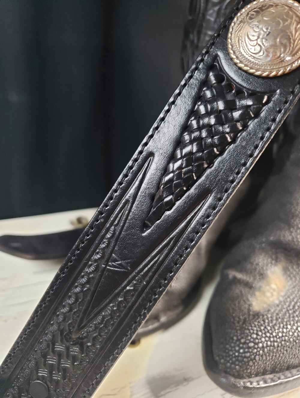 Tony Lama Cowboy Style Leather Belt style 77303 in Black - size 40 - Picture 6 of 16
